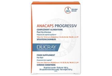 DUCRAY ANACAPS PROGRESSIV DEMIR, SELENYUM VE VITAMIN ICEREN TAKVIYE EDICI GIDA KAPSUL 30 kapsül İlaç Görseli