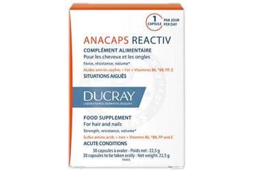 DUCRAY ANACAPS REACTIV DEMIR, AMINOASIT VE VITAMIN ICEREN TAKVIYE EDICI GIDA KAPSUL 30 kapsül İlaç Görseli