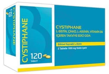 CYSTIPHANE L-SISTIN, CINKO, L-ARJININ, VITAMIN B6 ICEREN TAKVIYE EDICI GIDA 120 tablet İlaç Görseli