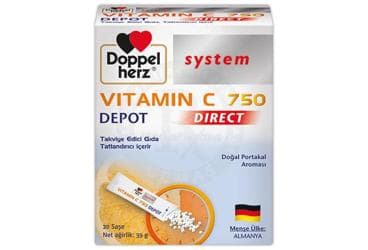 DOPPELHERZ SYSTEM VITAMIN C 750 DEPOT TAKVIYE EDICI GIDA 20 saşe İlaç Görseli
