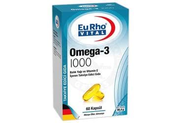 EURHO VITAL OMEGA-3 1000 BALIK YAGI VE VITAMIN E ICEREN TAKVIYE EDICI GIDA 60 kapsül İlaç Görseli