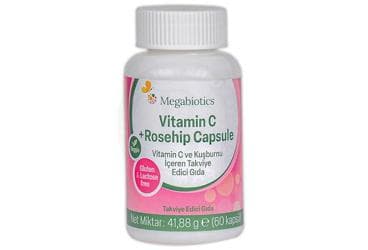 MEGABIOTICS VITAMON C+ROSEHIP TAKVIYE EDICI GIDA 60 kapsül İlaç Görseli