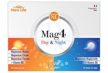 NEW LIFE MAG4 DAY&NIGHT MAGNEZYUM VE VITAMIN B6 ICEREN TAKVIYE EDICI GIDA TABLET 30+30 tablet İlaç Görseli