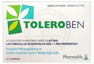PHARMALIFE RESEARCH TOLEROBEN PROBIYOTIK MIKROORGANIZMA VE SINDIRIM ENZIMLERI ICEREN TAKVIYE EDICI GIDA 30 tablet İlaç Görseli