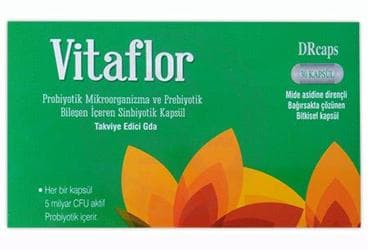 VITAFLOR PROBIYOTIK MIKROORGANIZMA VE PREBIYOTIK ICEREN SIMBIYOTIK KAPSUL 30 kapsül İlaç Görseli