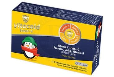 VITACOLD ESTER-C VITAMIN C (ESTER-C) PROPOLIS, CINKO, VITAMIN D ICEREN TAKVIYE EDICI GIDA 20 tablet İlaç Görseli
