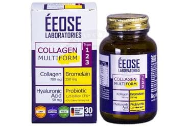 EEOSE LABORATORIES COLLAGEN MULTIFORM KOLLAJEN, BROMELAIN, HYALURONIK ASIT, PROBIYOTIK ICEREN TAKVIYE EDICI GIDA 30 tablet İlaç Görseli