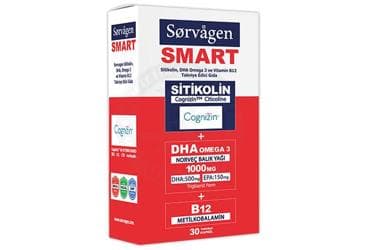 SORVAGEN SMART SITIKOLIN, DHA OMEGA 3 VE VITAMIN B12 ICEREN TAKVIYE EDICI GIDA 30 kapsül İlaç Görseli