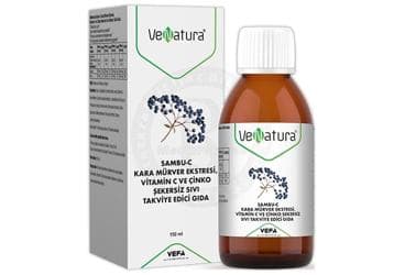 VENATURA SAMBU-C KARA MURVER EKTRESI, VITAMIN C VE CINKO SEKERSIZ SIVI TAKVIYE EDICI GIDA 150 ml şişe İlaç Görseli