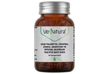 VENATURA SAW PALMETTO, LIKOPEN, CINKO, SELENYUM VE BITKISEL EKSTRELER ICEREN TAKVIYE EDICI GIDA 60 kapsül İlaç Görseli