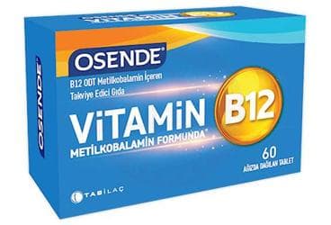 OSENDE VITAMIN B12 ODT METILKOBALAMIN ICEREN TAKVIYE EDICI GIDA 60 tablet İlaç Görseli