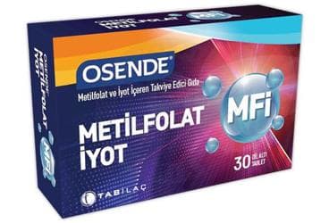 OSENDE MFI METILFOLAT VE IYOT ICEREN DIL ALTI TABLET 30 tablet İlaç Görseli
