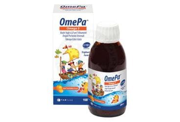 OMEPA OMEGA 3, BALIK YAGLI A, D, E VITAMINI ICEREN DOGAL PORTAKAL AROMALI TAKVIYE EDICI GIDA 150 ml şişe İlaç Görseli
