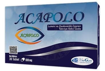 ACAPOLO LUTEIN VE ZEAKSANTIN ICEREN TAKVIYE EDICI GIDA 830 mg 30 tablet İlaç Görseli