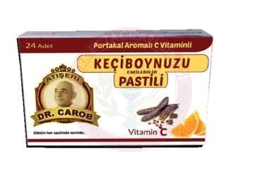 DR CAROB PORTAKAL AROMALI C VITAMINLI KECIBOYNUZU PASTILI 24 pastil İlaç Görseli