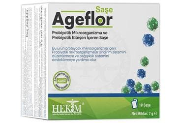 AGEFLOR PROBIYOTIK MIKROORGANIZMA VE PREBIYOTIK BILESEN ICEREN SASE 10 saşe İlaç Görseli