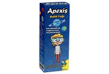 APEXIS BALIK YAGI EPA DHA ICEREN PORTAKAL AROMALI TAKVIYE EDICI GIDA 150 ml şişe İlaç Görseli