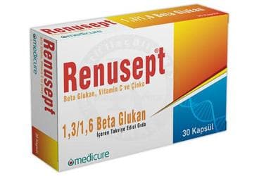 RENUSEPT 1,3/1,6 BETA GLUKAN, VITAMIN C VE CINKO ICEREN TAKVIYE EDICI GIDA 30 kapsül İlaç Görseli