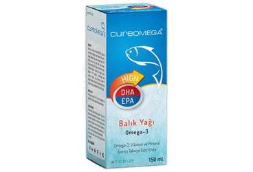 CUREOMEGA BALIK YAGI, OMEGA-3, VITAMIN VE MINERAL ICEREN TAKVIYE EDICI GIDA 150 ml şişe İlaç Görseli