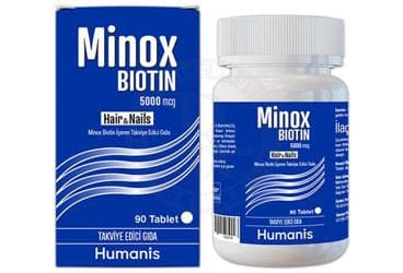 MINOX BIOTIN HAIR AND NAILS TAKVIYE EDICI GI9DA 5000 mcg 90 tablet İlaç Görseli