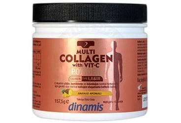 DINAMIS MULTI COLLAGEN WITH VIT-C POWDER ANANAS AROMALI TAKVIYE EDICI GIDA 157,5 g toz İlaç Görseli