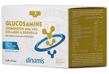 DINAMIS GLUCOSAMINE CHONDROITIN MSM WITH COLLAGEN & BOSWELLA TAKVIYE EDICI GIDA 1500 mg 30 saşe İlaç Görseli