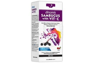 DINAMIS SAMBUCUS WITH VIT-C VISNE AROMALI SIVI TAKVIYE EDICI GIDA 250 ml şişe İlaç Görseli