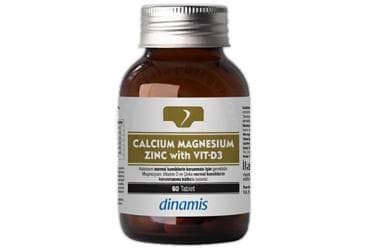 DINAMIS CALCIUM, MAGNESIUM, ZINC WITH VIT-D3 ICEREN TAKVIYE EDICI GIDA TABLET 60 tablet İlaç Görseli