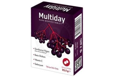 MULTIDAY KARAMURVER EKSTRESI, BETA GLUKAN, CINKO, VITAMIN C, SELENYUM ICEREN TAKVIYE EDICI GIDA 30 tablet İlaç Görseli