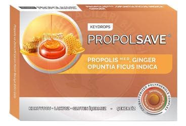 KEYDROPS PROPOLSAVE PROPOLIS VE ZENCEFIL ICEREN PASTIL TAKVIYE EDICI GIDA 12 pastil İlaç Görseli