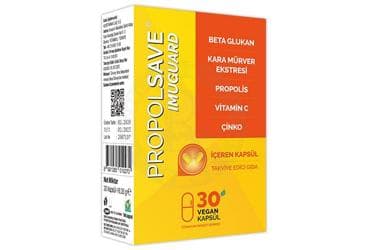 PROPOLSAVE IMUGUARD BETA GLUKAN, KARA MURVER EKSTRESI, PROPOLIS, VITAMIN C, CINKO ICEREN TAKVIYE EDICI GIDA 30 kapsül İlaç Görseli