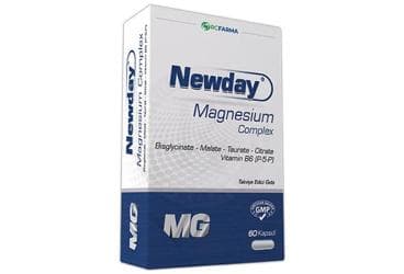 NEWDAY MAGNEZYUM COMPLEX GLISINAT, MALAT, TAURAT, SITRAT, P-5-P (B6) ICEREN TAKVIYE EDICI GIDA 60 kapsül İlaç Görseli