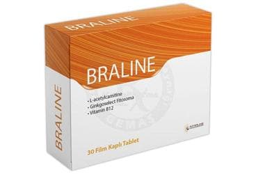 BRALINE L-ACETYLCARNITINE, GINKGOSELECT FITOSOMA, VITAMIN B12 ICEREN TAKVIYE EDICI GIDA 30 tablet İlaç Görseli