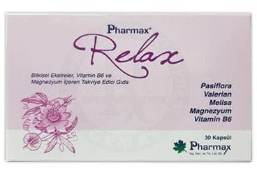 PHARMAX RELAX BITKISEL EKSTRELER, VITAMIN B6 VE MAGNEZYUM ICEREN KAPSUL 30 kapsül İlaç Görseli