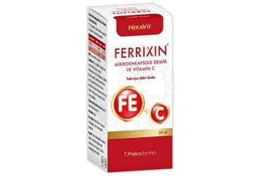FERRIXIN MIKROENKAPSULE DEMIR VE VITAMIN C ICEREN TAKVIYE EDICI GIDA 20 ml şişe İlaç Görseli