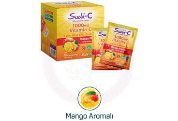 SUDA-C VITAMIN C, CINKO VE VITAMIN D3 ICEREN MANGO AROMALI SASE 20 saşe İlaç Görseli