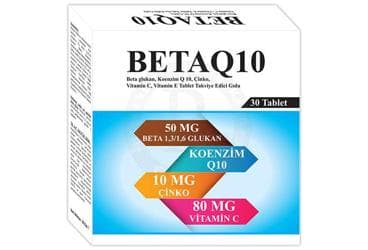 BETAQ10 BETAGLUKAN, KOENZIM Q10, CINKO, VITAMIN C, VITAMIN E ICEREN TABLET TAKVIYE EDICI GIDA 30 kapsül İlaç Görseli