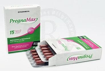 PREGNAMAX MULTIVITAMIN, MULTIMINERAL VE FOLIK ASIT ICEREN TAKVIYE EDICI GIDA 30 kapsül İlaç Görseli