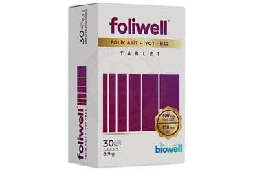 FOLIWELL FOLIK ASIT, IYOT, B12 TABLET 90 tablet İlaç Görseli
