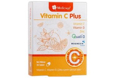 MEDICAGO VITAMIN C PLUS VITAMIN C, VITAMIN D, CINKO ICEREN TAKVIYE EDICI GIDA 30 tablet İlaç Görseli