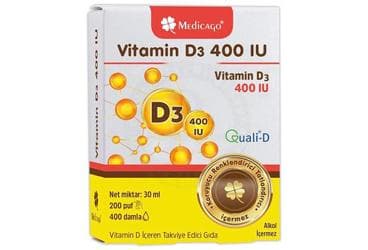 MEDICAGO VITAMIN D3 ICEREN TAKVIYE EDICI GIDA 400 IU 30 ml şişe İlaç Görseli