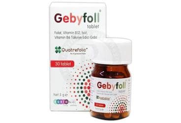 GEBYFOLL FOLAT, VITAMIN B12, IYOT, VITAMIN B6 ICEREN TABLET 30 tablet İlaç Görseli