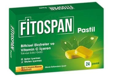 FITOSPAN BITKISEL EKSTRELER VE VITAMIN C ICEREN PASTIL BAL-LIMON-NANE AROMALI TAKVIYE EDICI GIDA 24 pastil İlaç Görseli