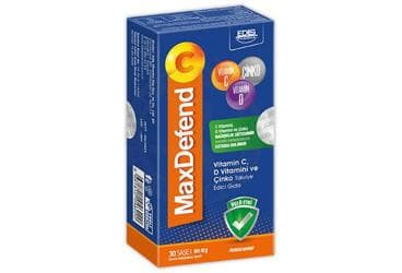 MAXDEFEND C VITAMIN C, D VITAMINI VE CINKO ICEREN PORTAKAL AROMALI TAKVIYE EDICI GIDA 30 saşe İlaç Görseli