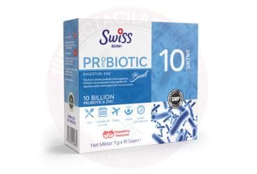 SWISS BORK PROBIOTIK, PREBIOTIK DIGESTIVE-ENZ TAKVIYE EDICI GIDA 10 saşe İlaç Görseli
