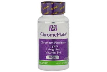 NATROL CHROMEMATE CHROMIUM PICOLINATE, L-LYSINE, L-ARGININE, VITAMIN B6 ICEREN TAKVIYE EDICI GIDA 200 mcg 90 kapsül İlaç Görseli