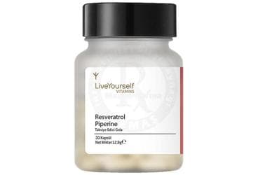 LIVE YOURSELF RESVERATROL PIPERIN ICEREN KAPSUL TAKVIYE EDICI GIDA 30 kapsül İlaç Görseli