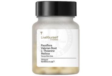 LIVE YOURSELF PASSIFLORA, VALERIAN ROOT, L-THEANINE, MELISSA ICEREN KAPSUL TAKVIYE EDICI GIDA 30 kapsül İlaç Görseli