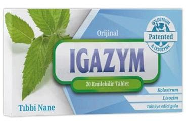 IGAZYM TIBBI NANE AROMALI KOLOSTRUM VE LISOZIM ICEREN TAKVIYE EDICI GIDA 20 tablet İlaç Görseli