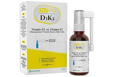 OPTIVITA D3K2 VITAMIN D3 VE VITAMIN K2 (MENAQUINONE 7) ICEREN TAKVIYE EDICI GIDA 20 ml şişe İlaç Görseli